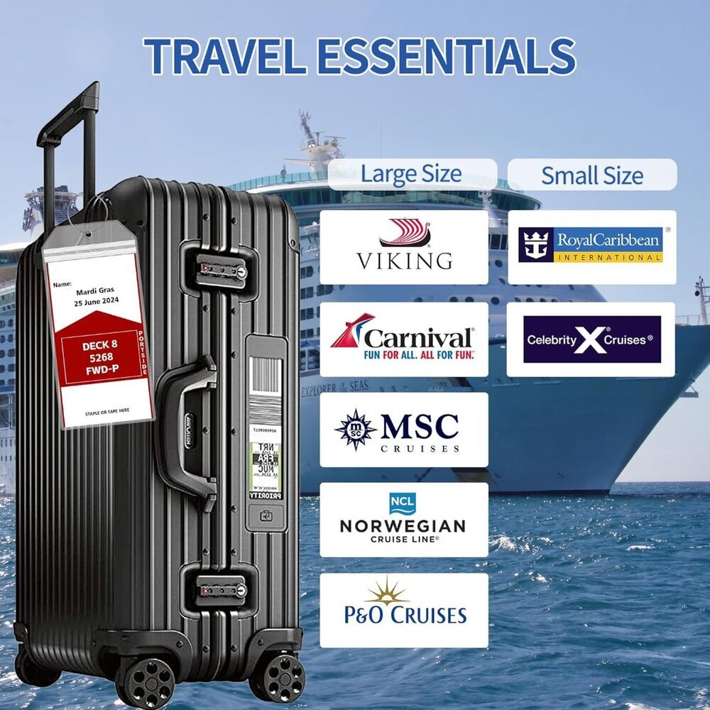 8 Pack Luggage Tags Travel Essentials & Cruise Essentials for NCL, Princess, Car - Picture 4 of 7